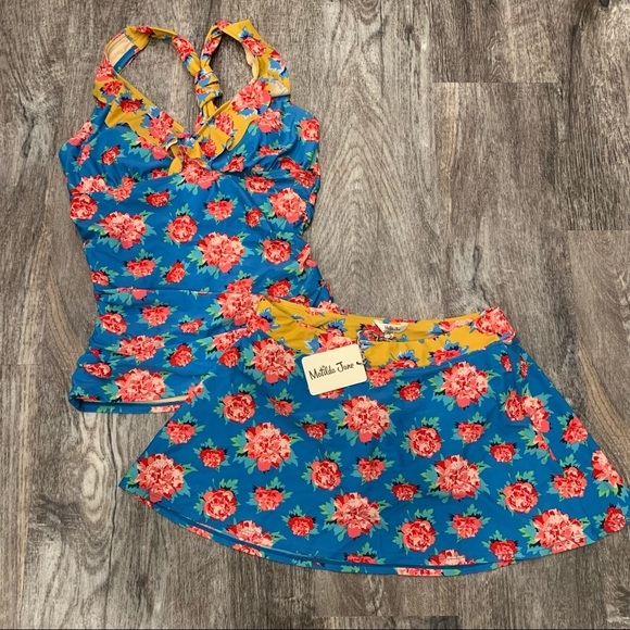 NWT Matilda Jane Chase the Sun Tankini Top & Turn the Tide Swim Skirt M - Picture 2 of 8